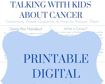 cancer digital download, education for kids, gift for cancer patient, child life specialist, cancer mom, cancer dad, printable education,CLS