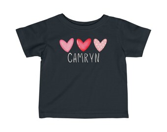 Personalized valentine's shirt, toddler gift personalized, custom heart shirt with name, baby valentine's shirts, gift for baby girl hearts