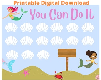 Toddler reward chart printable, Sticker chart for kids, Mermaid decor, Behavior chart for preschooler, printable sticker chart, prize chart