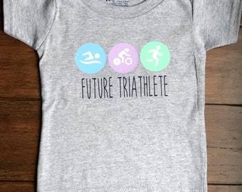 Future triathlete, triathlon shirt, children’s shirt, kids sports shirts, athletic supporter, triathlete gifts, toddler tee, swim bike run