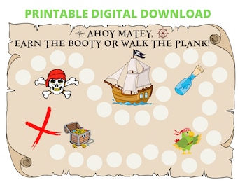 reward chart for kids, pirate decor, behavior charts, printable sticker chart, toddler sticker chart, positive reinforcement, potty training