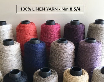 100% Linen Yarn, Nm 8.5/4, 1/2lb Cone, Summer Knitting Yarn, Shawl Crochet Yarn, Natural Linen for Weaving, Sport Weight, Coned Yarn Canada