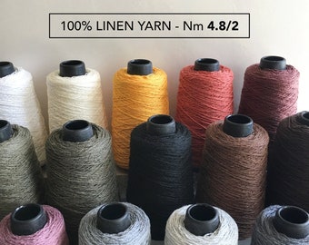 Linen Yarn on Cone, Nm 4.8/2, 1/2lb cone, Weaving Yarn, Crochet Yarn, Knitting Yarn, Fingering Weight, 100% Linen Thread, Flax Yarn Canada