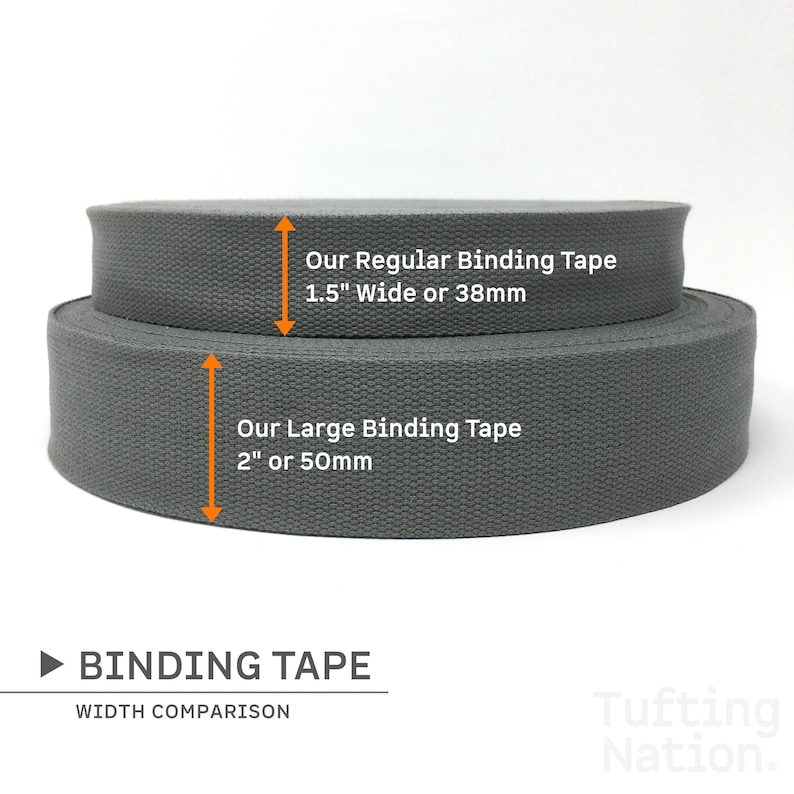 Binding Tape width Comparison | Gray Binding Tape for Area Rugs | Tufting Nation