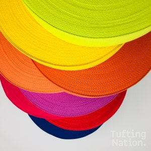 100% Cotton Binding tape for rug tufting available in black, red, blue, purple, yellow, orange and gray, at TuftingNation.com