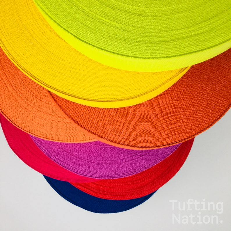 100% Cotton Binding tape for rug tufting available in black, red, blue, purple, yellow, orange and gray, at TuftingNation.com