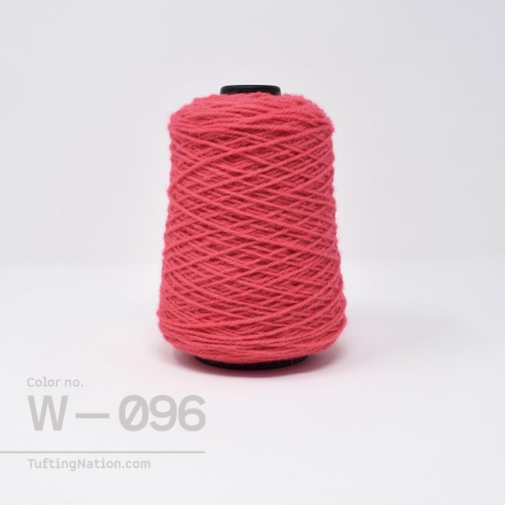 Rug Yarn on Cone, 100% Wool, 1/2lb cone, Red-Pink Wool for Rug Making, Weaving Yarn, Rug Tufting Yarn, Neon Pink Rug Tufting Yarn, W-096