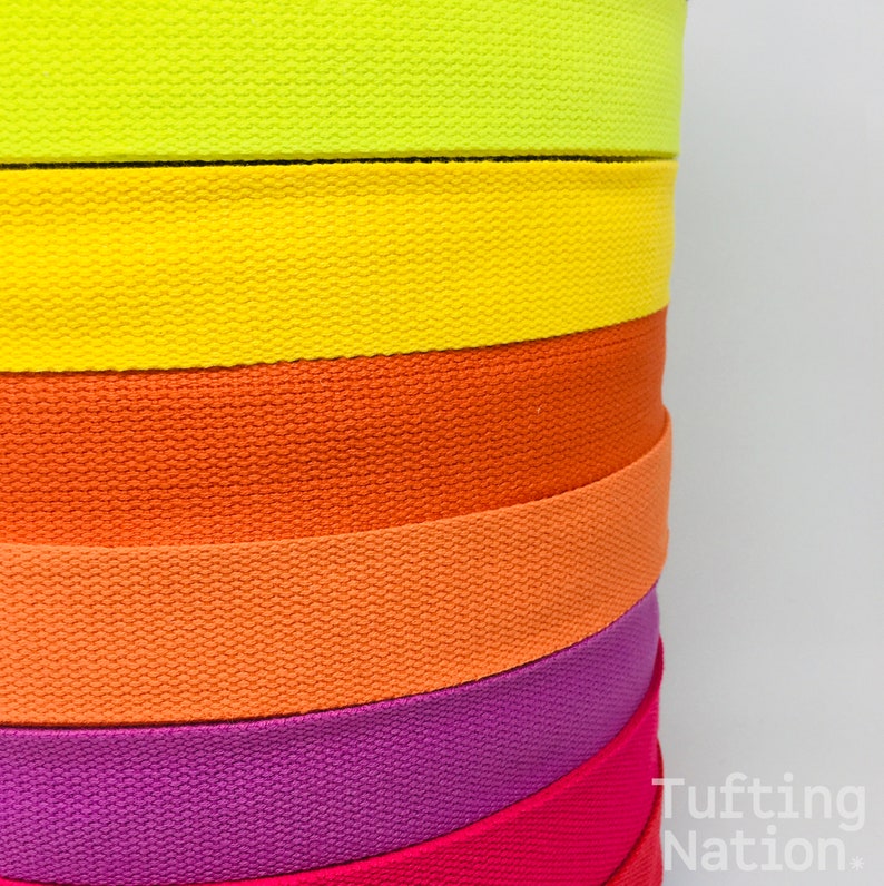 Detail of heavy duty cotton canvas tape for handmade rug backing and edges finishing. | TuftingNation, Canadian shop of Rug Tufting Tools and Supplies