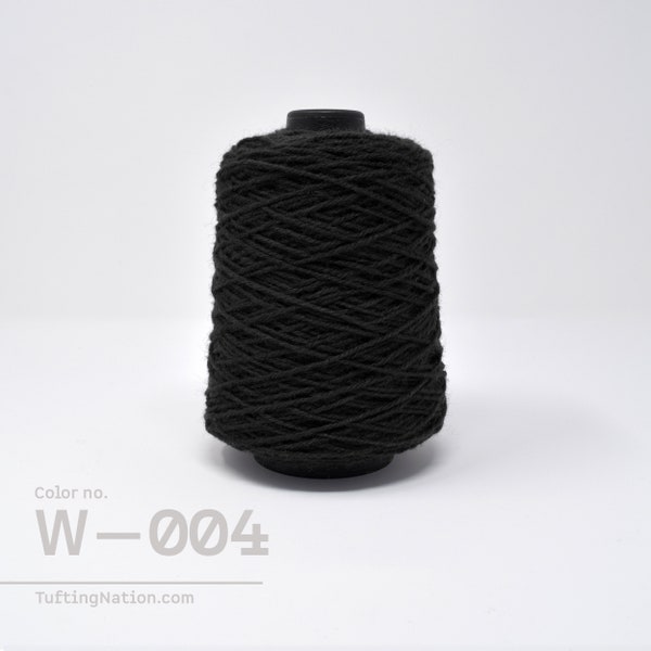 Black Yarn for Rug Making, 1/2lb cone, 100% Wool for Rug Tufting, Black Weaving Yarn, Woven Tapestry Yarn, Black Yarn for Tufting Gun, W-004