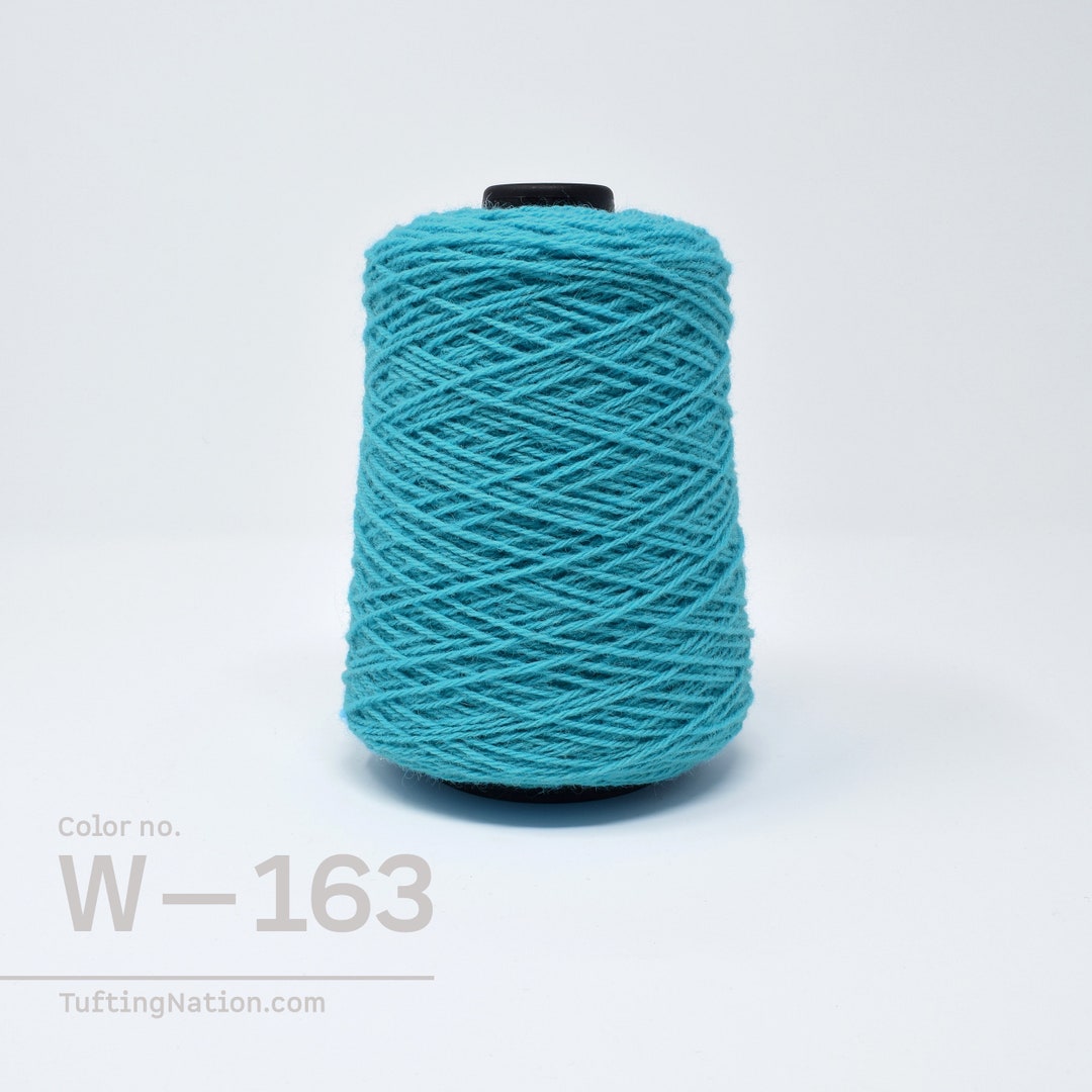 Wool Rug Yarn, Rug Making Wool Yarn , 1/2lb Cone, Blue Wool, Tufting