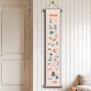 Fee Alphabet Wandbehang, personalisierte Prinzessin Dekor, Wanddekoration für Mädchenzimmer, ABC Poster mit Rahmen, Anpassen der Fee-Wachstumstabelle