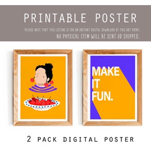 Girl Typography Art Print: Make it Fun, Cherry Illustration (Digital Download)