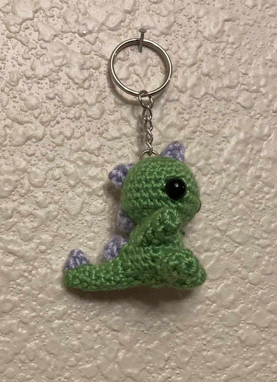 Keychain Crochet Dinosaur with Purple Spikes Etsy