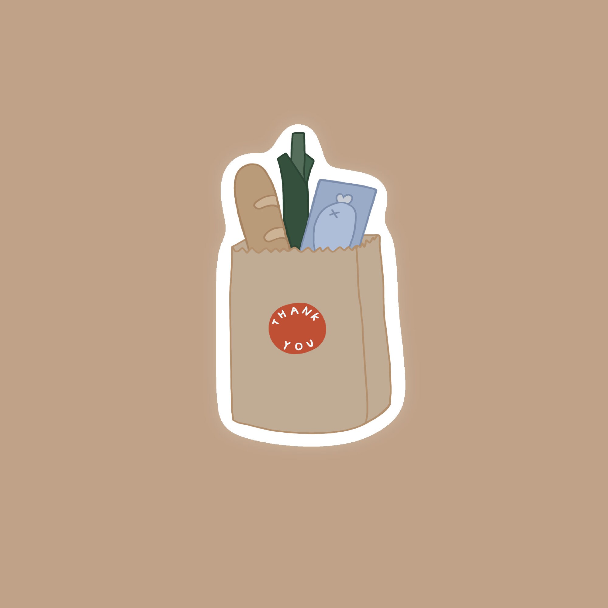 Grocery bag sticker waterproof vinyl matte die cut Etsy