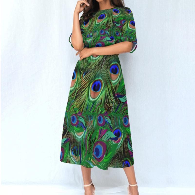 slim fit dress slacks Peacock Blue Halter Neck A-Line Long Prom Dress With Split main image 1