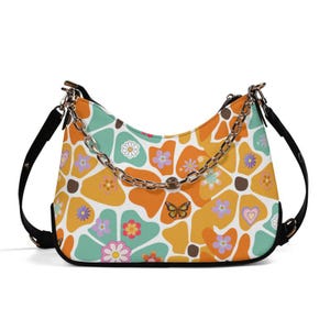 Retro Abstract Daisy Flower Lady Shoulder Bag