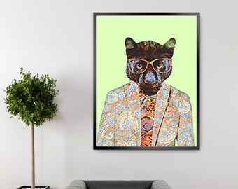 パンサー - パンサーの絵画 - ファッションプリント - キャンバスアート - 面白い - ファッションアート - 動物アート - パンサープリント - 動物アートプリント - ファッションアート
