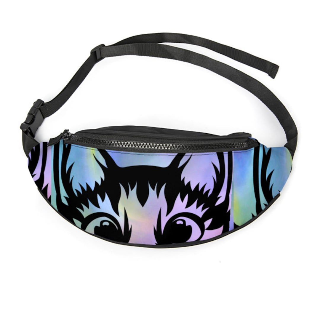Striped Peeking Cat Rainbow Fanny Pack All Over Print Fanny Adjustable