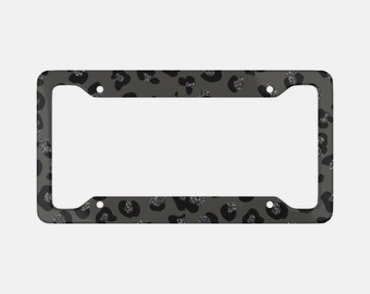 Black Leopard License Plate Frame
