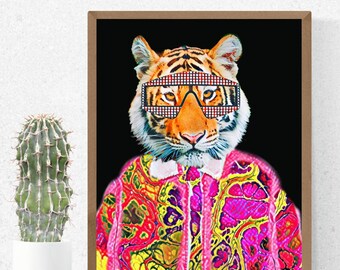 Tiger Psychedelic abstract fashion digital art printable