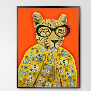 Leger the leopard Art Print - - Leopard Print - Canvas Art - Lion Portrait - Fashion Art - Contemporary - Animal Art - New Art - Art Prints