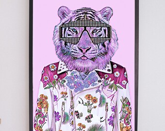 Pink Tiger- Digital Printable - Fashion Print - Fashion Art - Animal Art - Tiger Print - Animal Art Prints