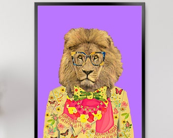 ライオン - ライオン ファッション プリント - キャンバス アート - ライオン ポートレート - ファッション アート - 現代 - 動物アート - 動物画 - アート プリント