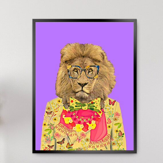 Lion - Lion Fashion Print - Canvas Art - Lion Portrait - Fashion Art - Contemporary - Animal Art - Animal Painting - Art Prints