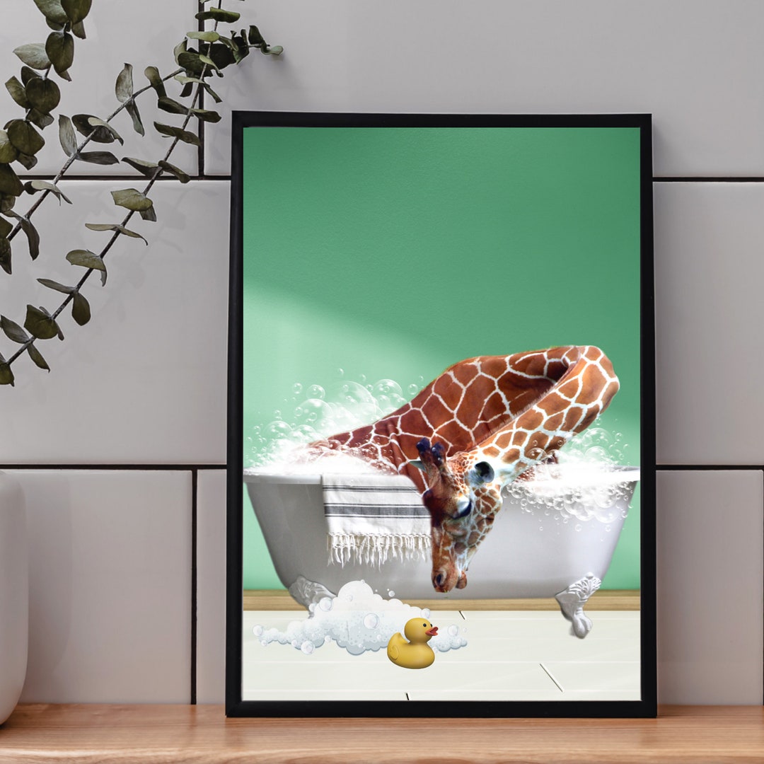 Giraffe in Bathtub Bath Style Giraffe in Tub Animal Etsy