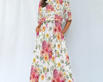 Vestido con cintura elástica y estampado floral