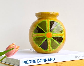 Rare Aldo Londi Bitossi Italy ‘Flower Power’ Yellow Motif Vase