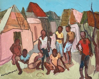 【ハイチアート】絵画 マーケット サイン有り ハイチアン　ヴィンテージ top|カリブ海の小さな島国から「Haitian art 」