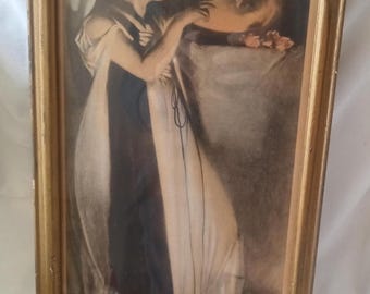 SIGNED John W. Alexander 'Pot of Basil' ART NOUVEAU 1800s Antique Lithograph