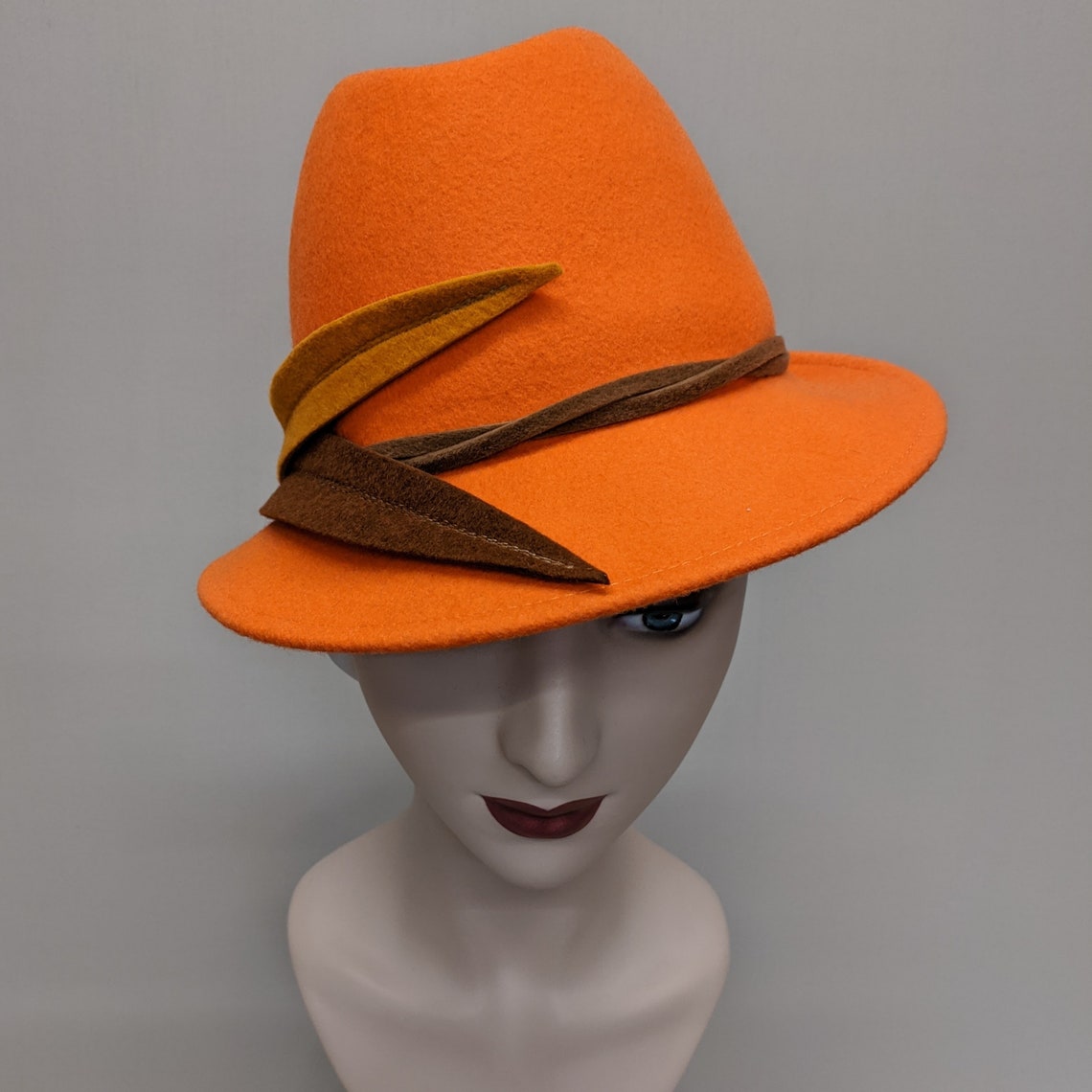 Spice Orange Fedora Felt Fedora Felt Feathers Etsy