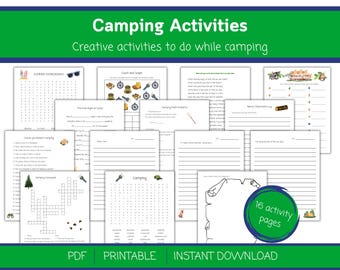 Kids Camping Activity book, Printable PDF digital download, kids camping pack, camping activities