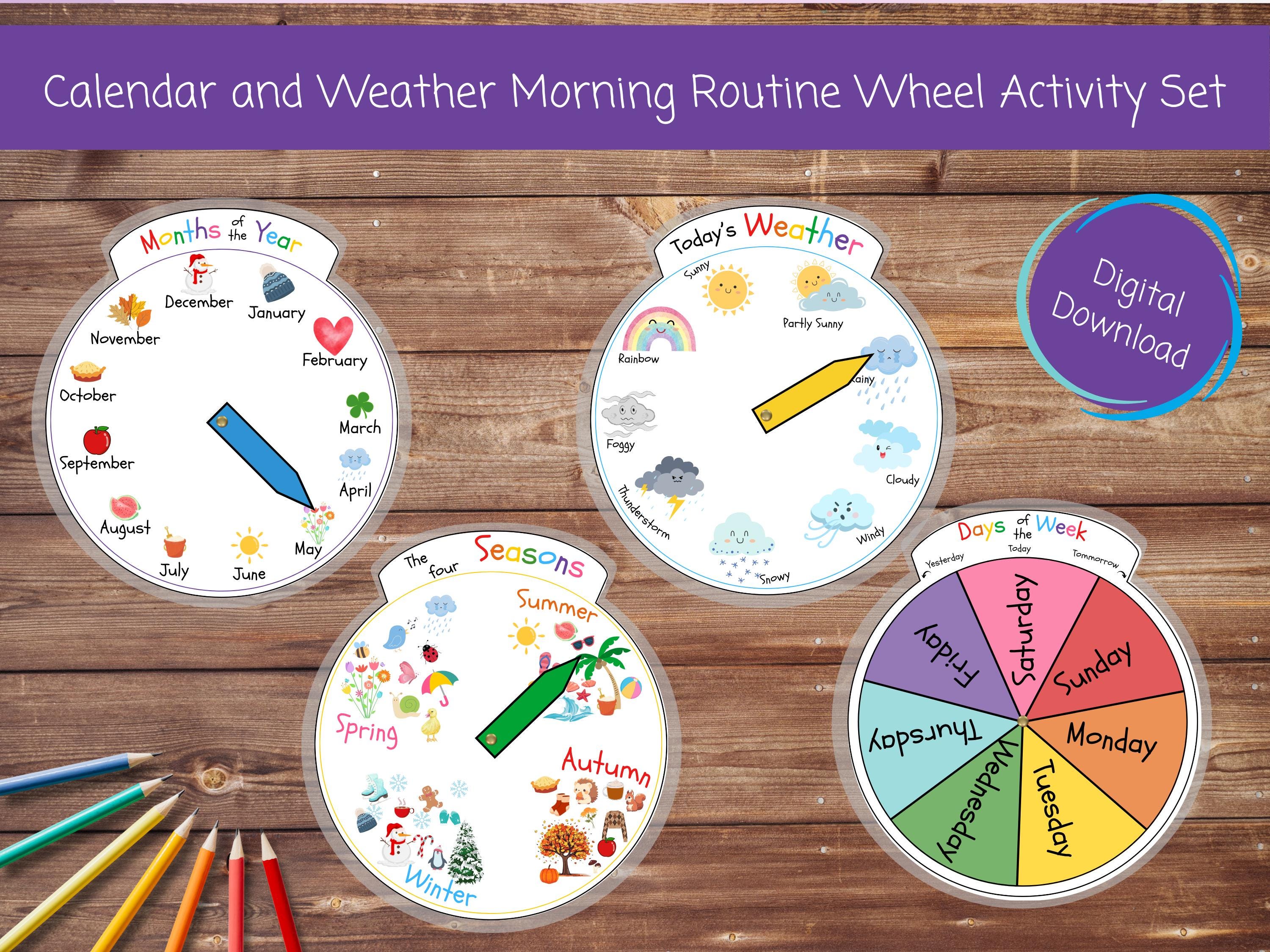 Morning Calendar and Weather Activity, Interactive Wheels to Add to ...