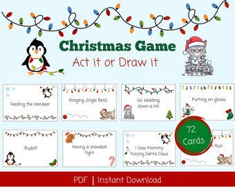 子供向けクリスマスジェスチャーゲーム、クリスマスパーティーゲーム、クリスマスジェスチャーゲームのアイデア、クリスマス絵文字ゲーム、印刷可能なゲームのアイデア