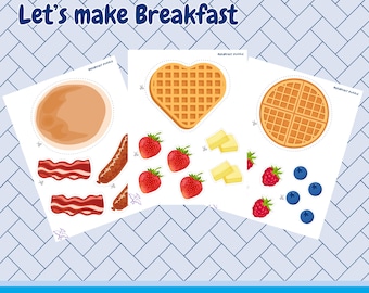 Build Breakfast Pretend Play, Waffle Dramatic Play, Build a Pancake, Preschool Center, Printable, Role Play Set Kids, Learning Activity