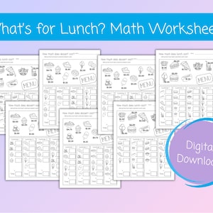 What&#39;s for Lunch? Math worksheets, Let&#39;s practice counting money, Money Math worksheets, 2nd to 4th Grade, Varying levels of difficulty