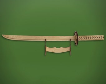 Houten katana-zwaard lasergesneden bestand dxf