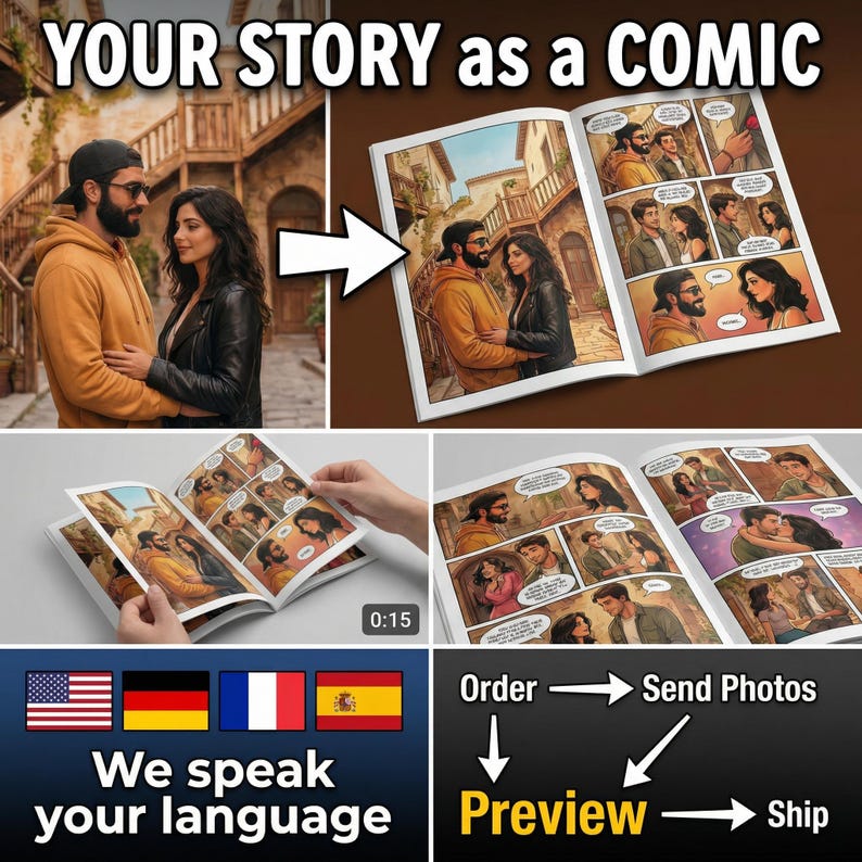 Personalized Comic Book From Photo | Custom Story Comic Gift (A4 + Free ...