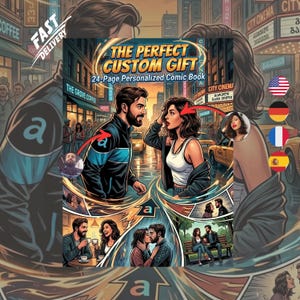 Long Distance Relationship Gift Boyfriend Care Package Custom Comic Book Personalized Couple Story Present Pop Art Cartoon