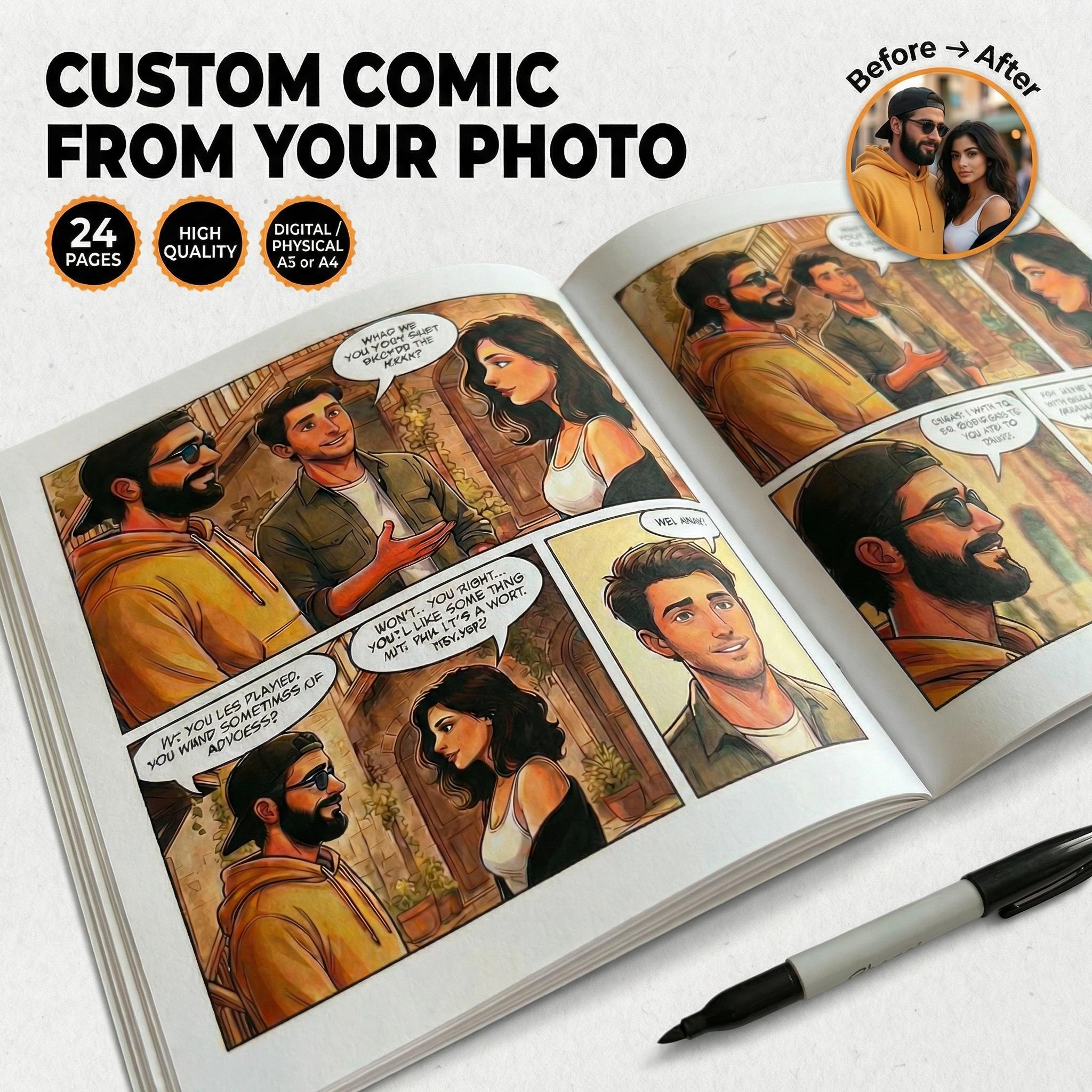 Personalized Comic Book From Photo | Custom Story Comic Gift (A4 + Free ...