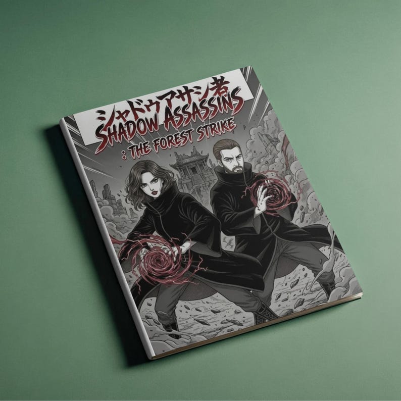 Action packed manga pages showing custom characters using magic in a personalized comic book