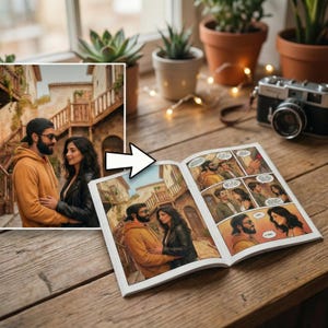 Personalized Comic Book for Couple | Custom Love Story Anniversary Gift | Superhero Family Portrait from Photo | Hardcover Book or Digital