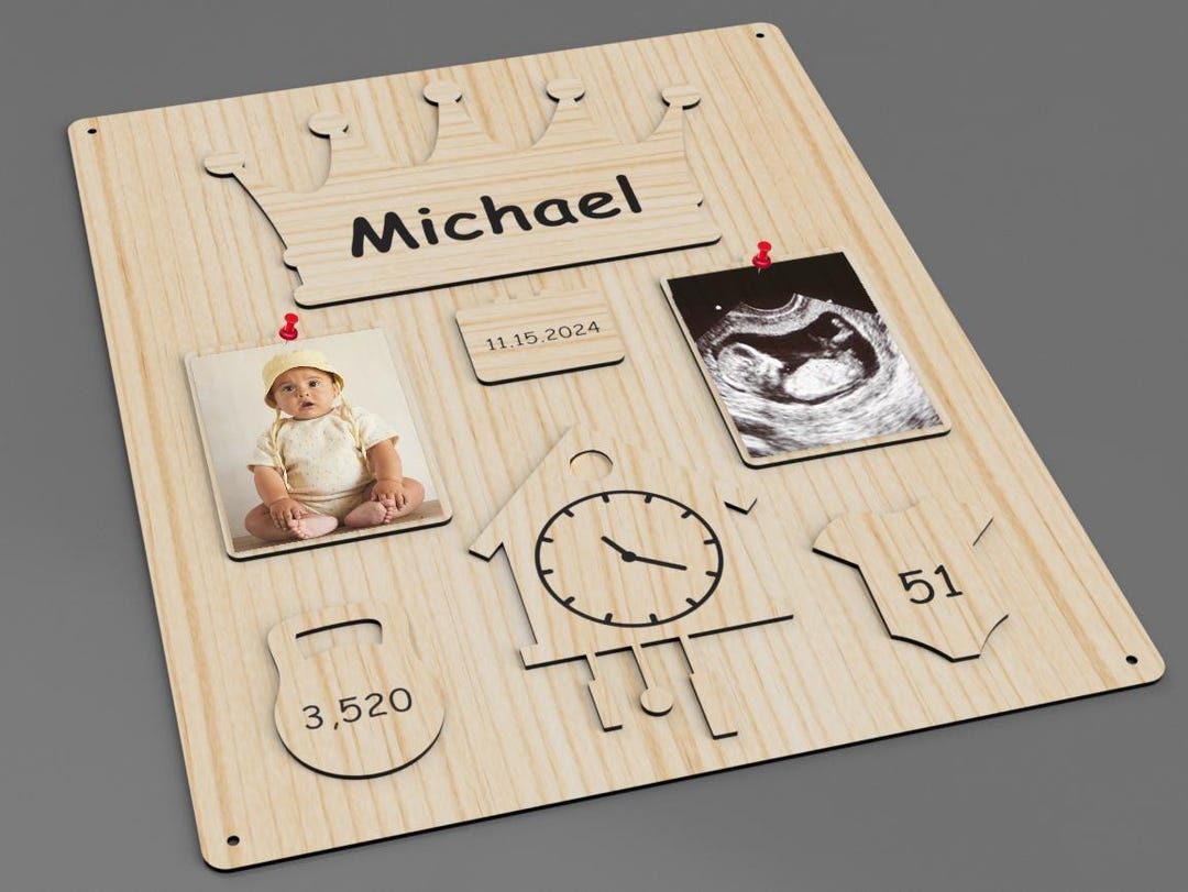 Birth Announcement Sign SVG Laser Cut File for Baby Announcement Board ...