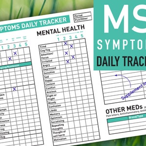 PRINTABLE Mint color MS Symptom Daily Tracker