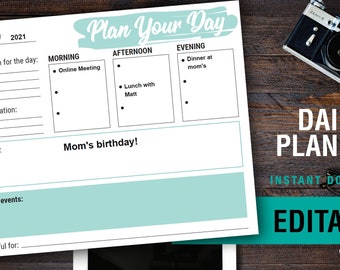 EDYTOWALNY Planer Dzienny | Pobierz natychmiast | pdf