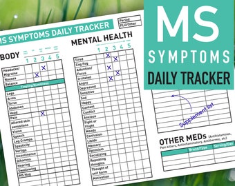 PRINTABLE Mint color MS Symptom Daily Tracker