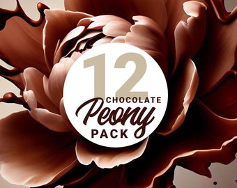 12 Peony Chocolate Splash Photo Pack | Ilustracje do wydruku Natychmiastowe pobieranie Komercyjne wykorzystanie
